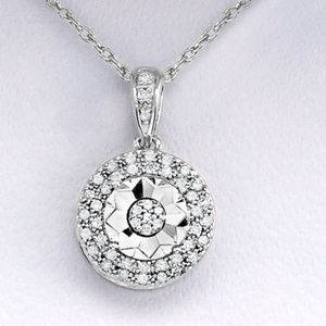 1/10 CT. T.W. Double Halo Diamond Pendant Neck